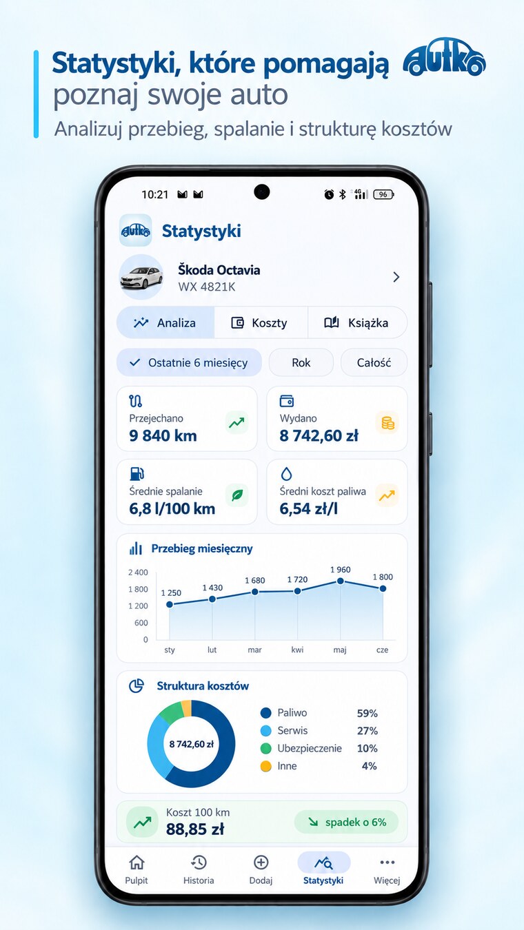 Statystyki kosztów i przebiegu